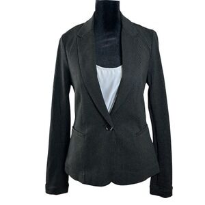 Olivia Moon Dark Gray with White Polka-Dot Blazer‎ Women's Size Extra Small